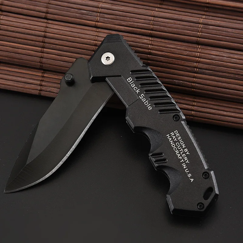 Складной нож с лезвием 7Cr15MoV Тактический стальной клинок черной ручкой 5CR15MOV для