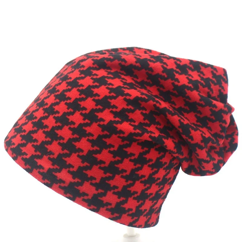 

New Style Pied De Poule Lady Autumn Winter Warm Fashion Versatile Imitation Wool Plaid Striped Neck Bib Dual Purpose Cover Hat