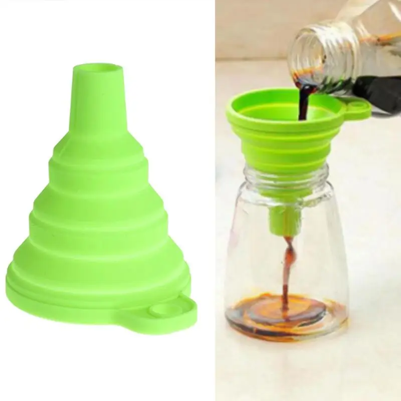 

1 Pcs Silicone Foldable Liquid Funnel Folding Portable Oil Honey Funnels Wine Collapsible Style Hopper Kitchen Mini Tool