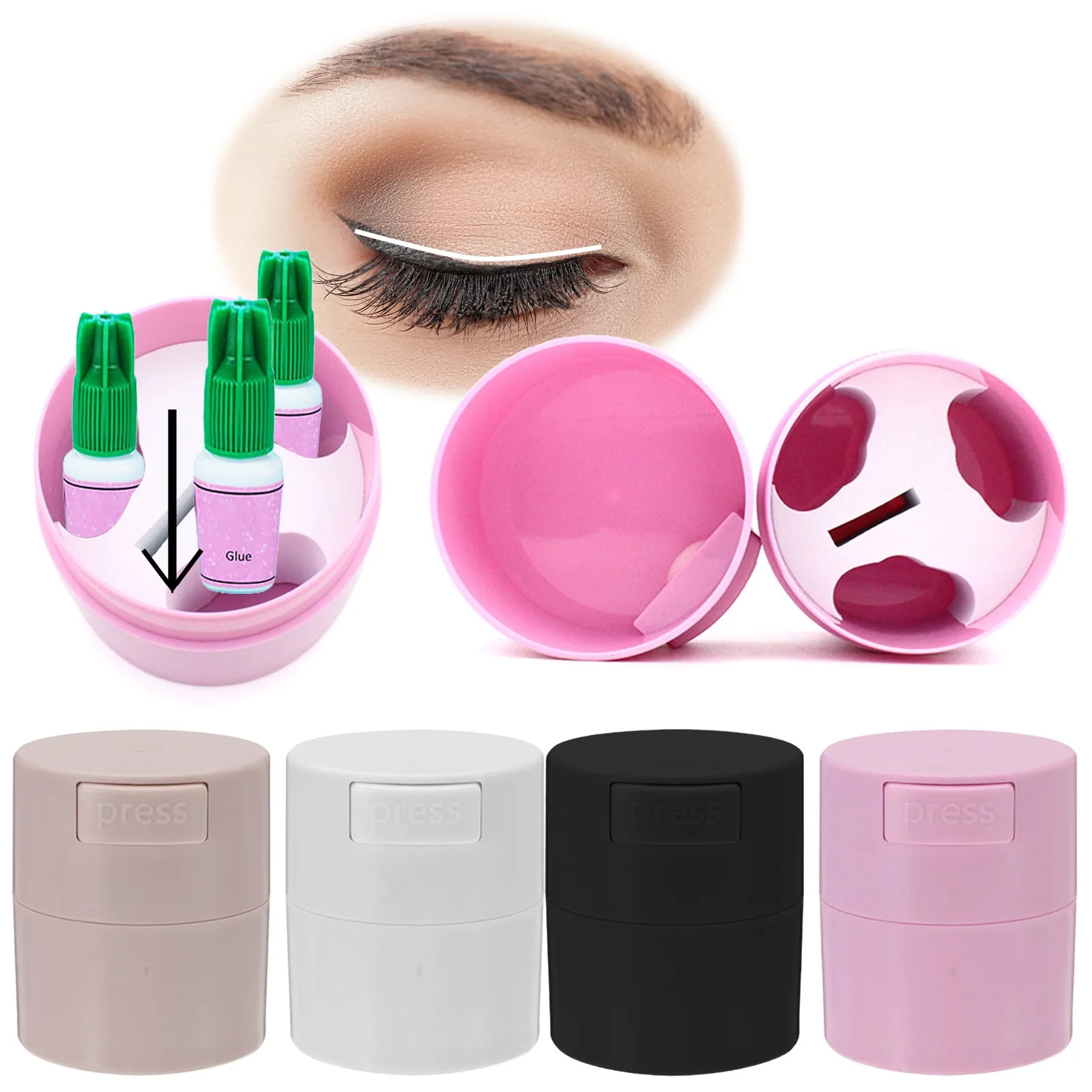 

2021 New Matte Fashion Eyelash Glue Storage Tank Container Adhesive Stand Activated Carbon Sealed Storage Jar