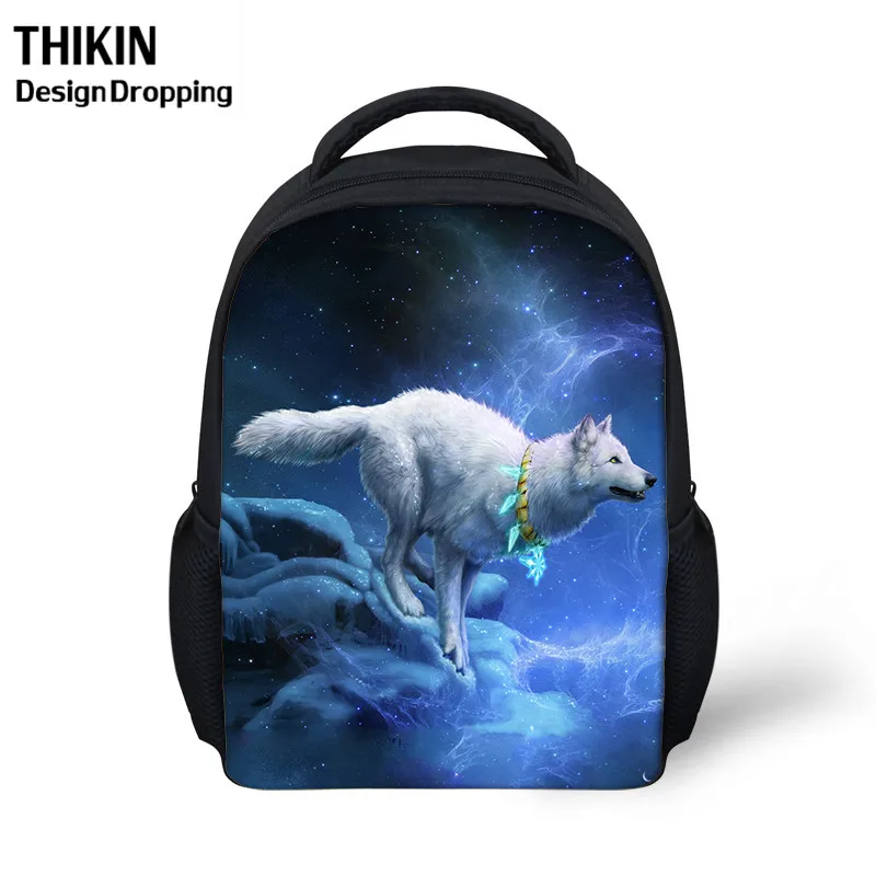 THIKIN детская школьная сумка с Прохладный 3D Луна волк печати школьные ранцы для