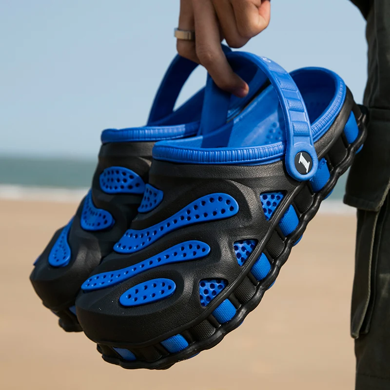 Сандалии-желе Qmaigie мужские резиновая обувь клоги пляжные плоская подошва летние
