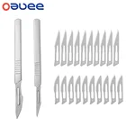 Скальпель Oauee хирургический из углеродистой стали, лезвия + ручка, скальпель Режущий инструмент для домашнего творчества, для ремонта печатных плат, хирургический нож для животных, дропшиппинг