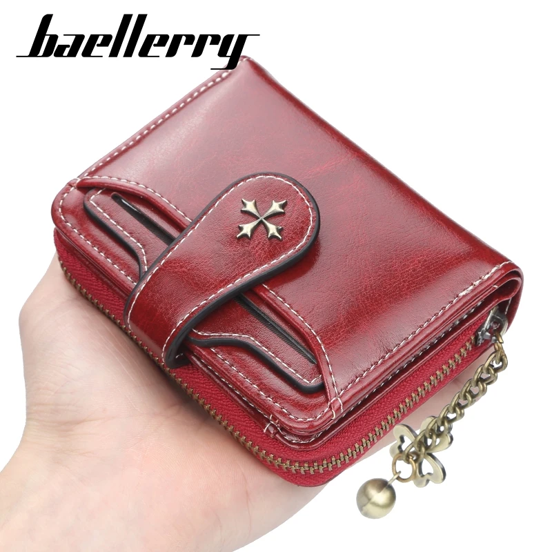 

Seagloca Women Small Leather Chains Wallet Luxury Femal Hasp Short Wallets Money Coin Purses Clutch Bag Card Holders