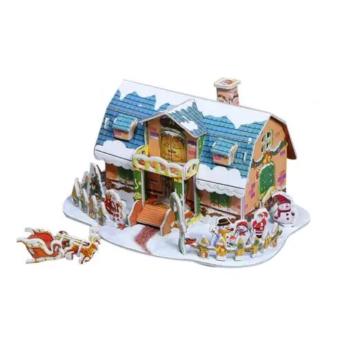 Christmas Villa 3D бумажная доска головоломка Строительная сборка игрушка для раннего обучения детский подарок краски Развивающие игрушки для детей Новинка - Цвет: Christmas Villa