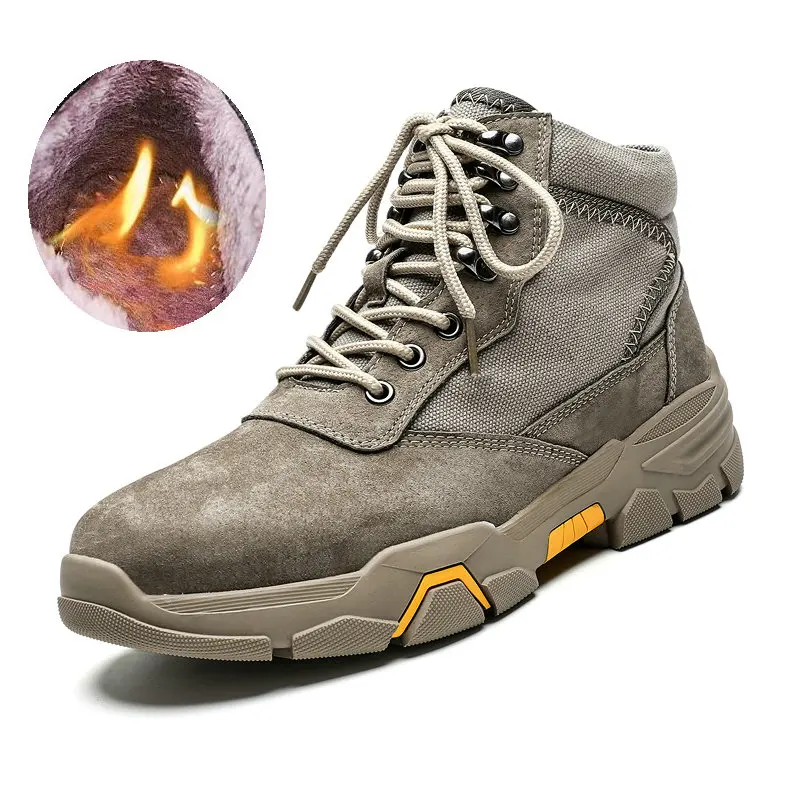 

2019 New Fashion Men Winter Shoes Solid Color Snow Boots Plush Inside Bottom Keep Warm Waterproof Ski Men's Boots Size 39-48