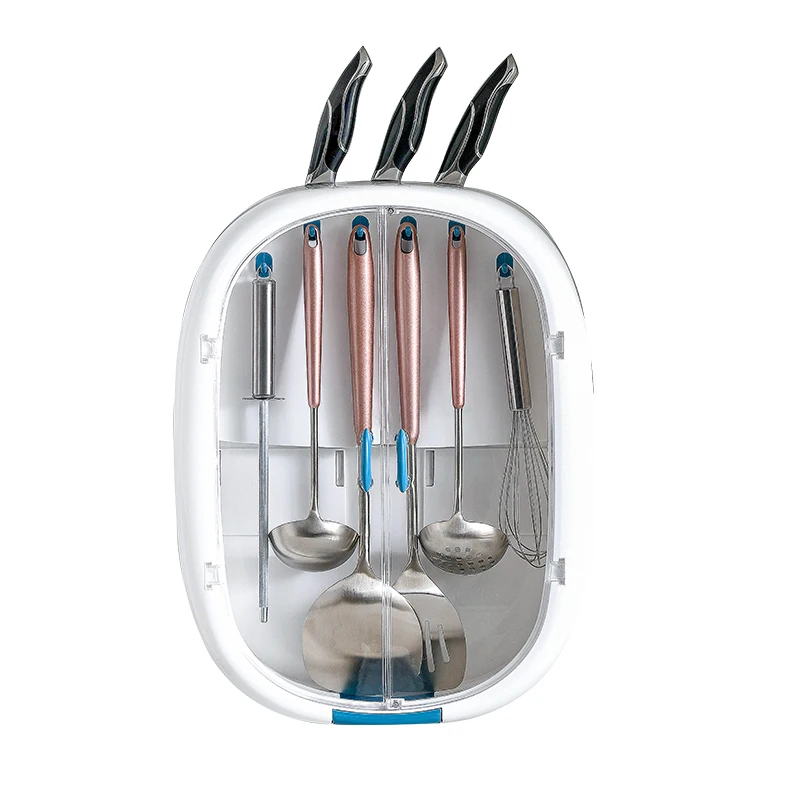 

Kitchen Supplies Storage Holder Wall Hanging Knife tools Rack Spoon Spatula Organizer Stand Multifunction Dust-proof Drain Shelf