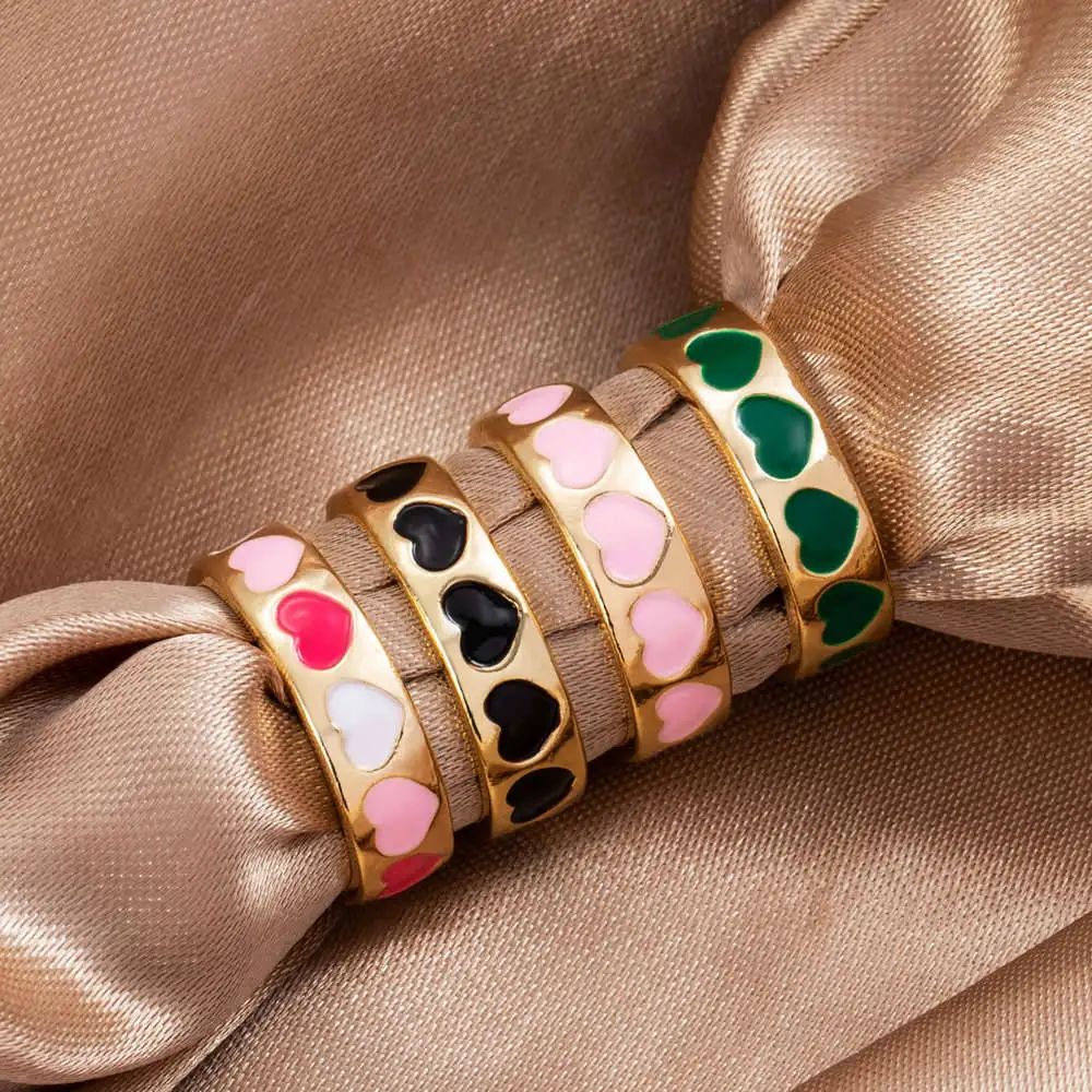 Ins Style красочные кольца с сердечками для женщин и мужчин влюбленных винтажные