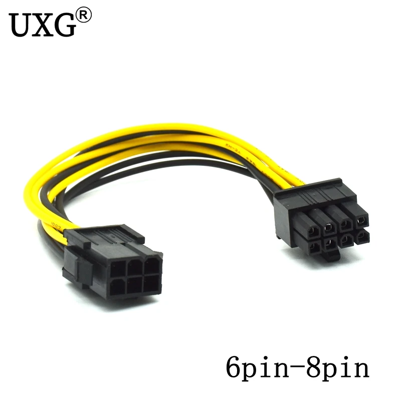 Кабель преобразователь питания PCI Express 6pin мама 8pin папа 20 см для видеокарты GPU PCIE E