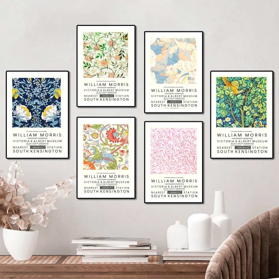 William Morris Plant Leaf Flower Abstract Wall Art Canvas Painting Nordic Posters And Prints Pictures For Living Room Decor | Дом и сад