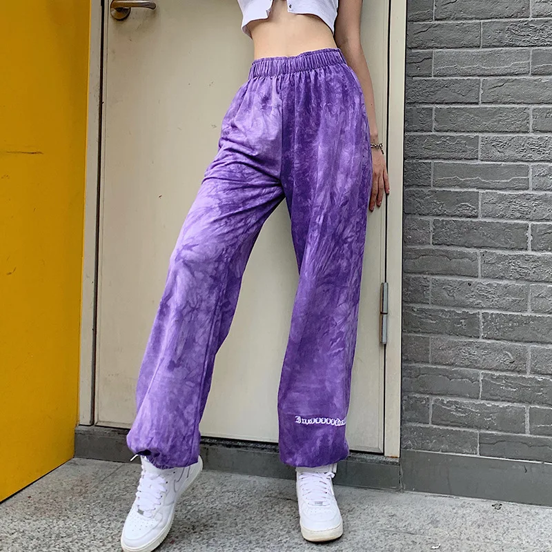 

Oluolin Women Cotton Long Pant Fashion Tie Dye Printing Sports Pants High Waist Street Style Pants Autumn Basic Joggers