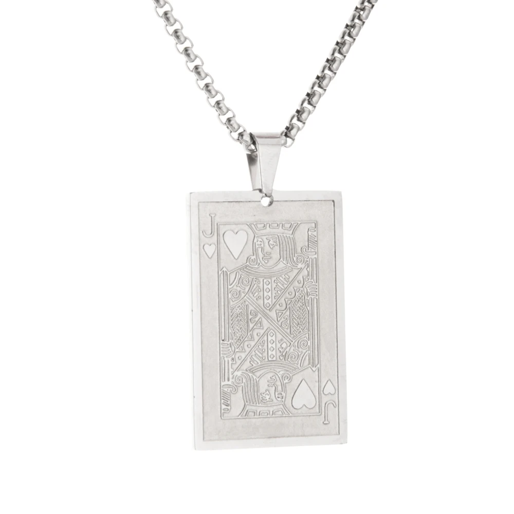 

Pendants poker Heart J Fashion necklace long chain Men's and women's gifts