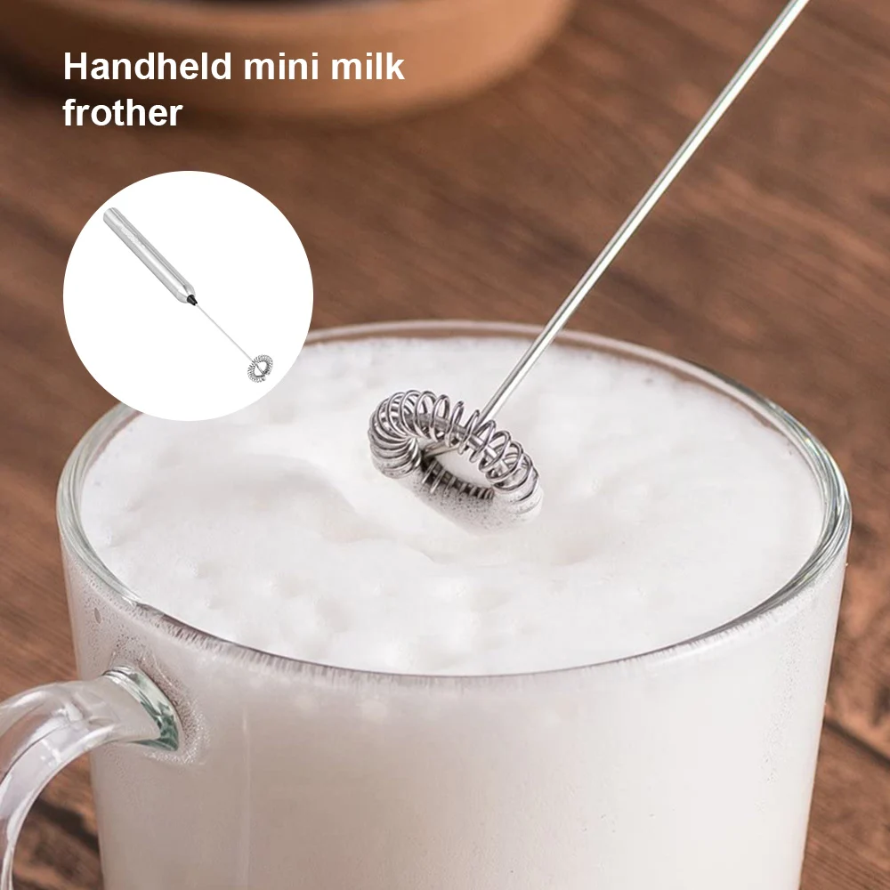 

Electric Milk Frother Mini Stainless Steel Electric Hand Latte Cappuccin Drink Blender Home Kitchen Coffee Tool Battery Operated