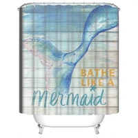 mermaid wooden board shower curtain vintage ocean bathroom sets decor for beach letters rustic curtain for bathtub shower stall