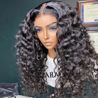 deep wave 13x4 water wave lace front wigs for black women pre plucked with baby hair frontal brazilian remy curly human hair wig