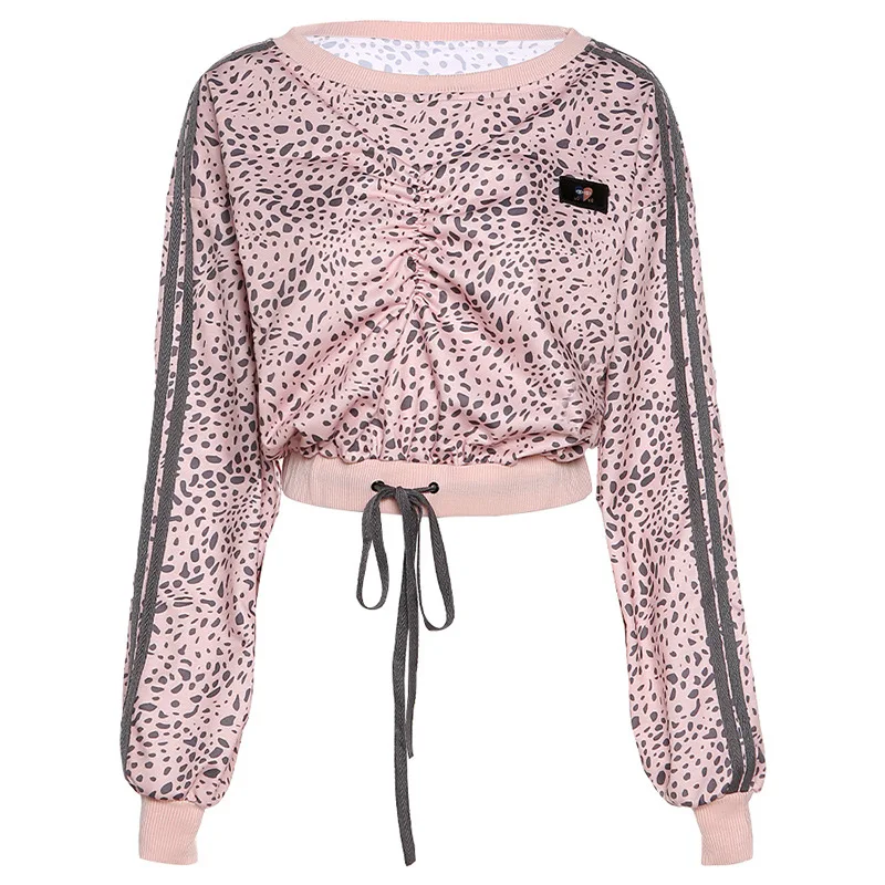 

2020 Women's Autumn and Winter New Products Loose Fashion Printing Long-sleeved Round Neck Waist Sweater Women