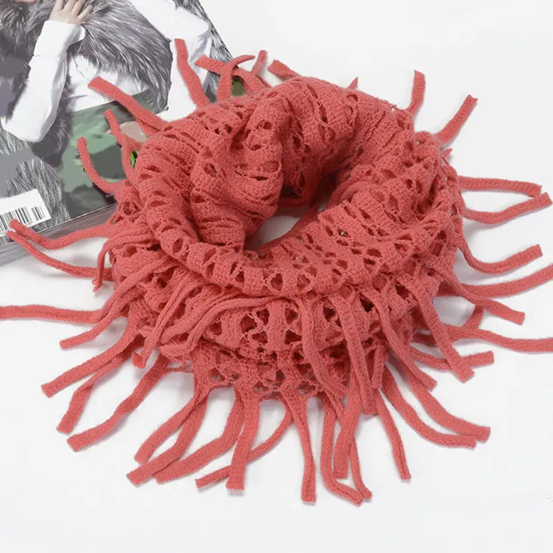 Новое поступление Модный осенне-зимний теплый вязаный шарф с кисточками на шее