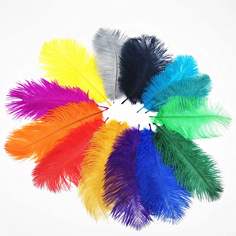 

10Pcs/lot natural dyed Ostrich Feathers plumes DIY feathers for jewelry making Wedding decoration needlework craft pluma 15-20CM