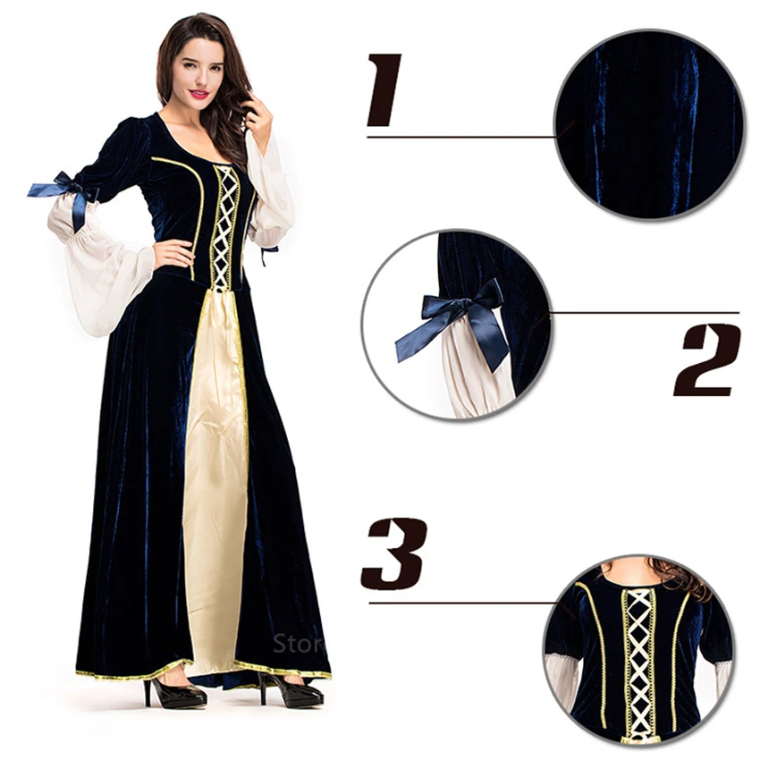 Palace Women Halloween Dress Medieval Costume Bandage Plus Size Bell Vintage Queen Cosplay Carnival Party Fancy Clothing |