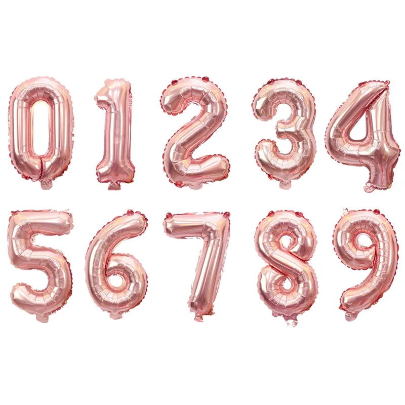 16 дюймов розовый золотой цвет день рождения цифры украшения для дня