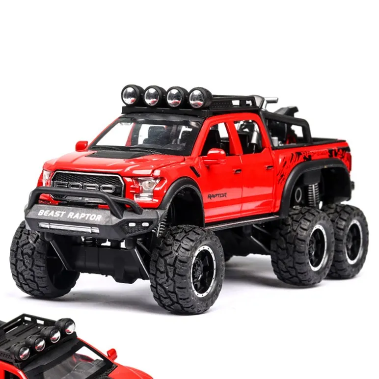 

1:32 Raptor F150 Big Wheel Alloy diecasts & toy Car Model With Sound/Light/Pull-back Car Toys For Children Kids Xmas Gifts red