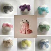 12 colors newborn baby photography headwear mohair knitted bowknot headband infant photo props accessories soft bow