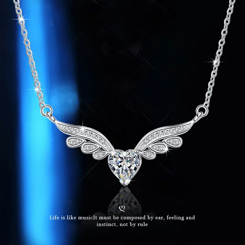 

Женское ожерелье из серебра 2022 пробы с крылом ангела