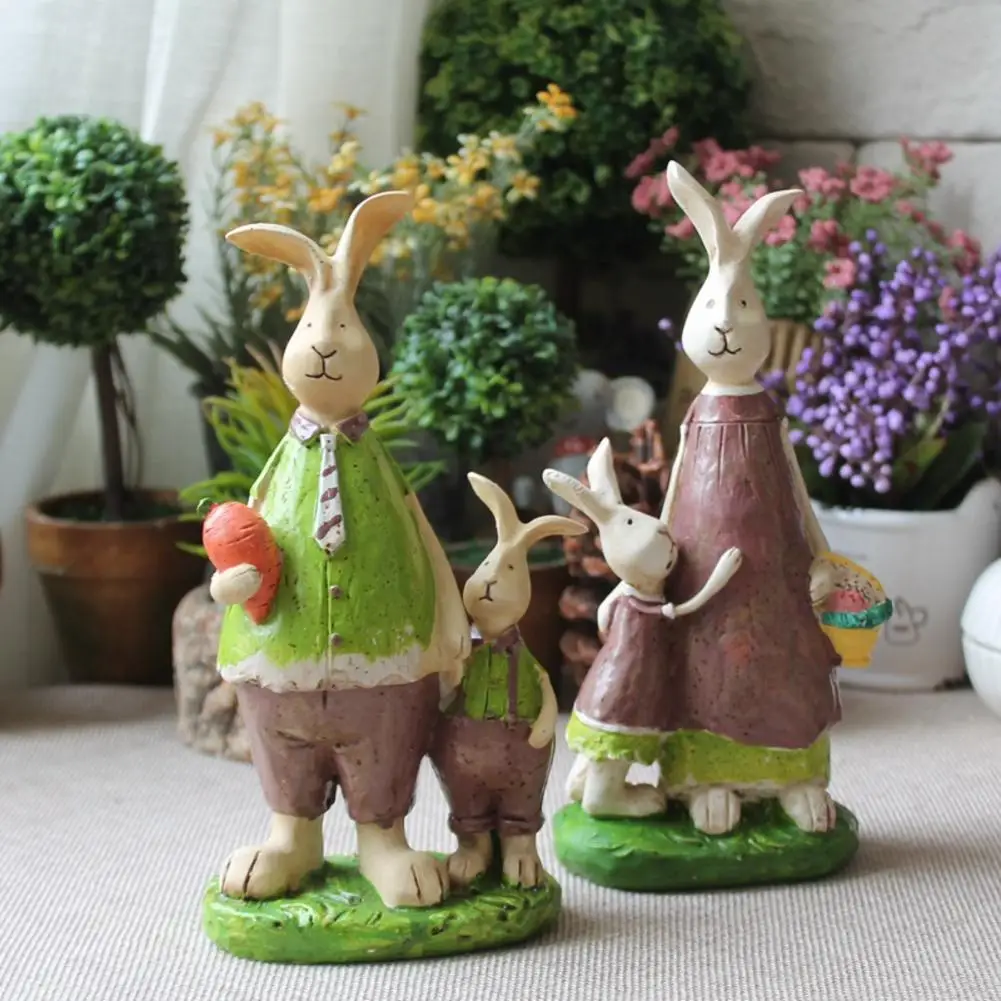

Easter Bunny Doll Rabbits Figurines Joyful Easter Garden Statues Home Decoration For Spring Home Lawn Yard Table