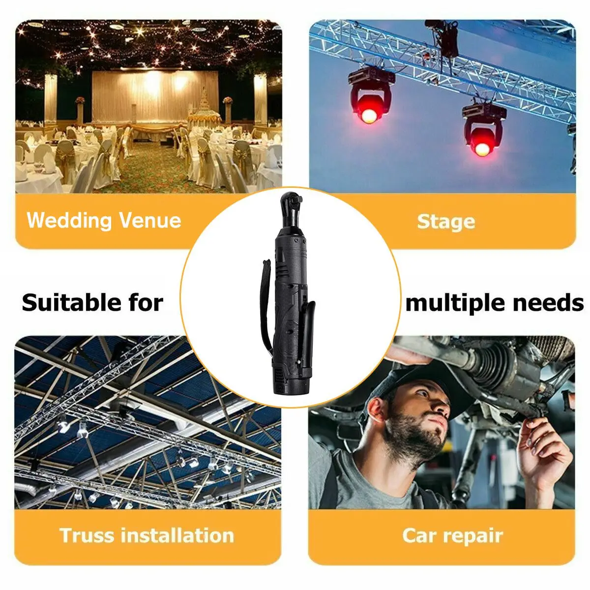 

3/8 Cordless Ratchet 18V Electric Wrench LED Light Kit Right Angle Rechargeable Scaffolding 60N.m Torque Ratchet with Battery