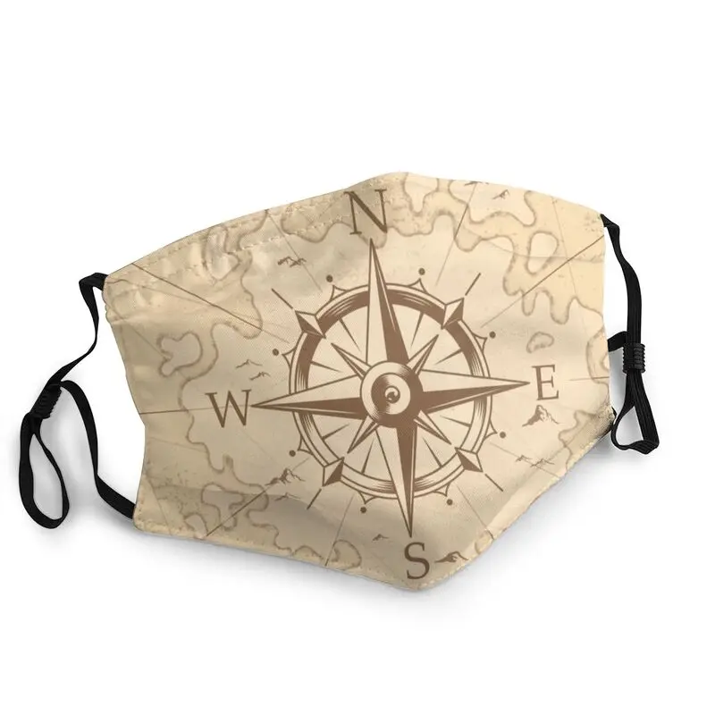 

Vintage Pirate's Map Breathable Face Mask Adult Unisex Nautical Compass Sailor Mask Protection Cover Respirator Mouth Muffle