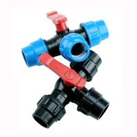 20mm plastic core ball valve t type 3 ways blue black caps adapter pe pipe fittings quick connector for irrigation