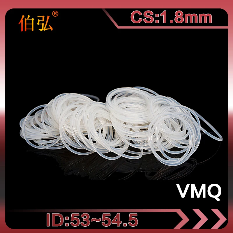 

White Silicon Ring 1PC/lot Silicone/VMQ O-Ring CS1.8mm ID53/54.5mm Rubber O-ring Seal Rings Oil Gasket Waterproof Washer