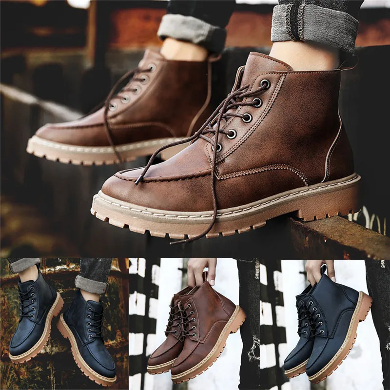 Chaussure homme/зимние мужские модные ботинки в стиле ретро; повседневные Водонепроницаемые Красивые кожаные ботинки в стиле ретро; мотоботы; Para Man 5