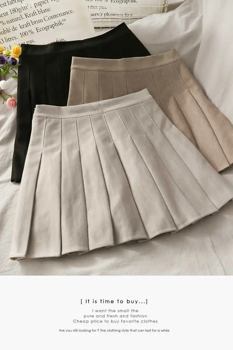

Hong Kong style high waist and slim casual pleated skirt for women 2020