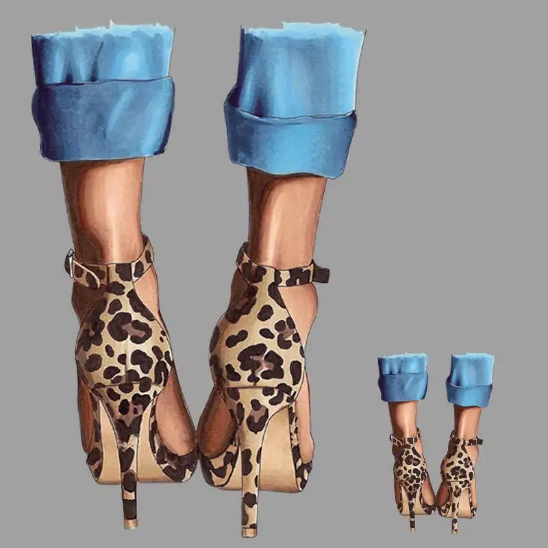 

Leopard High Heels Iron on Transfer Patches for Clothing Vinyl Thermo Stickers Appliques on Clothes Heat Transfers Accessories