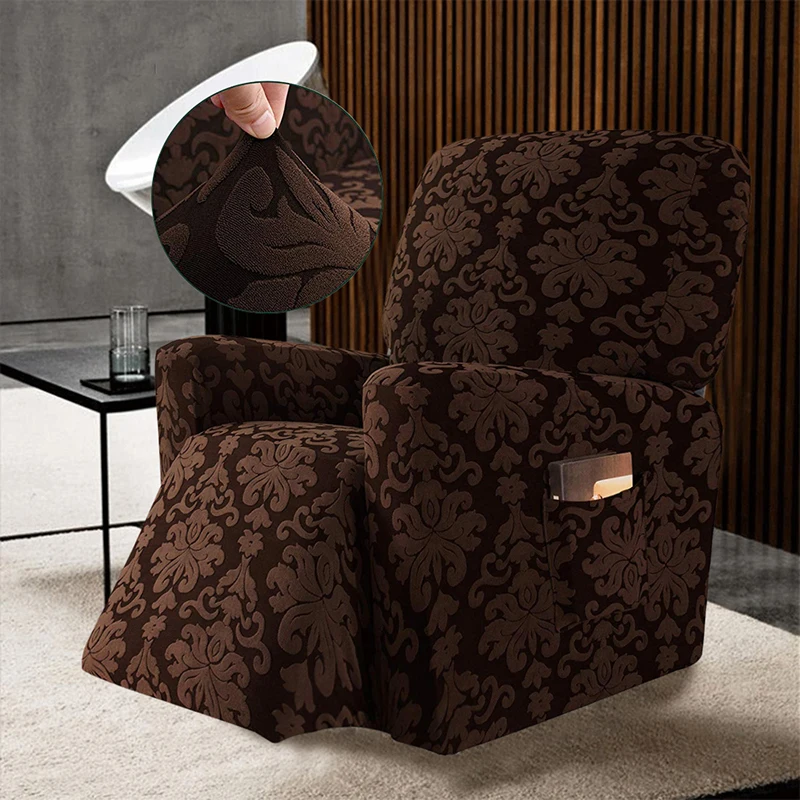 

Jacquard Recliner Chair Cover Spandex Armchair Sofa Slipcover Solid Color All-inclusive Recliner Couch Cover Furniture Protector