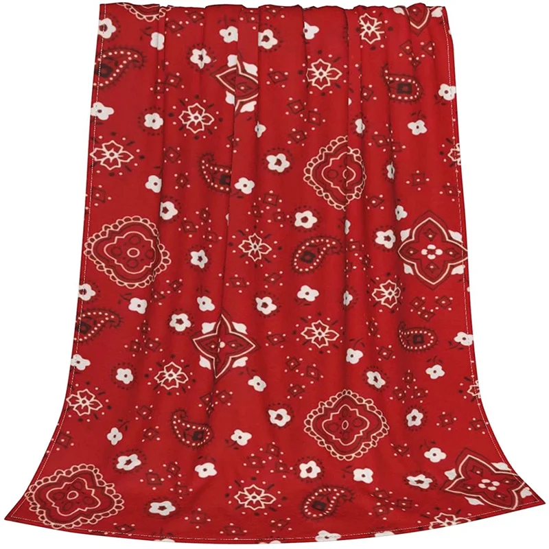 

Bandana Prints Red Navajo Cubre Camara Green Throw Blanket 3D Print On Demand Sherpa Super Comfortable For Sofa Thin Quilt