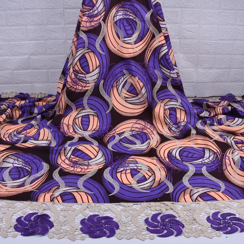 New Nigerian Printing Styles Wax Guipure Lace Fabric Embroidered Material Wax Cord Lace Fabric A1295