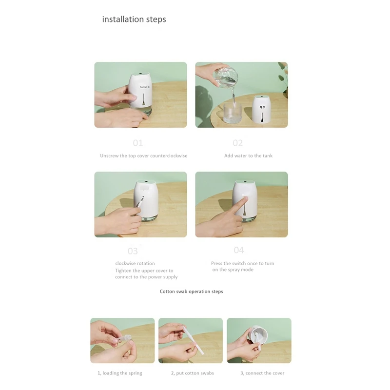 

U-Clip Humidifier Usb Mini Three-In-One Fan Night Light Car Home Desktop Creative Products