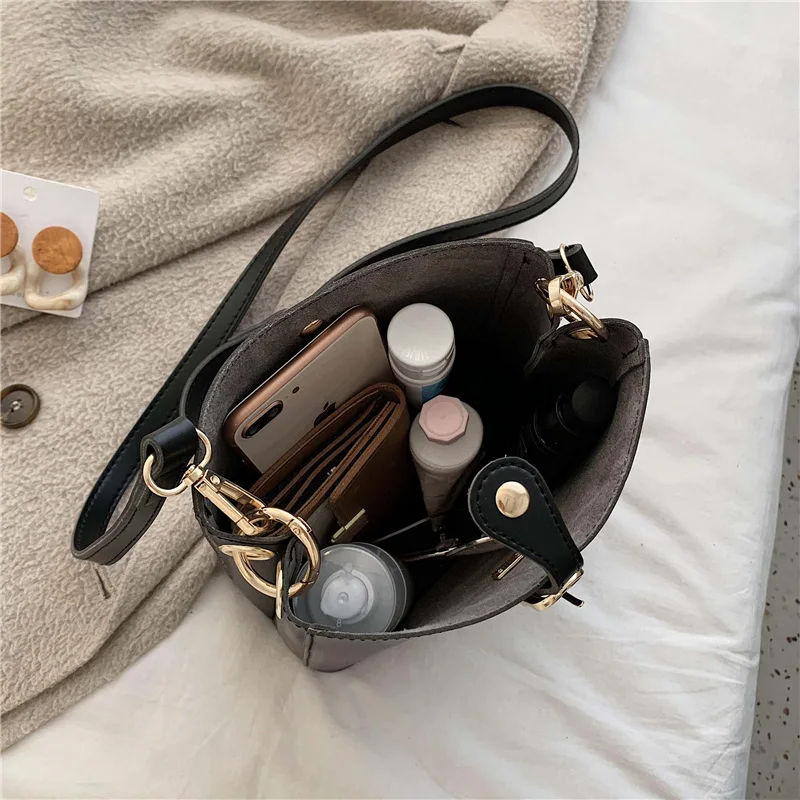 

2020 New Women's Bags Shoulder Bags Fashion Messenger Bags Casual Women's Bags Bucket Bags Ladies Bags Pure Color Retro Handbags