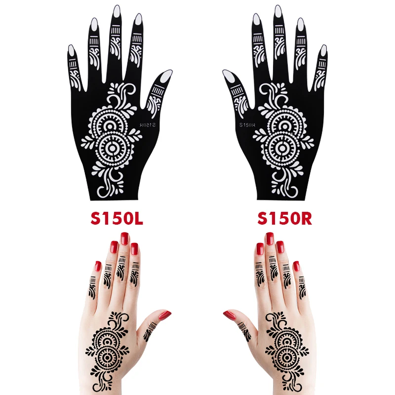 4 листа ручной хна Трафареты для тела Краски цветок Аэрограф Для блесток