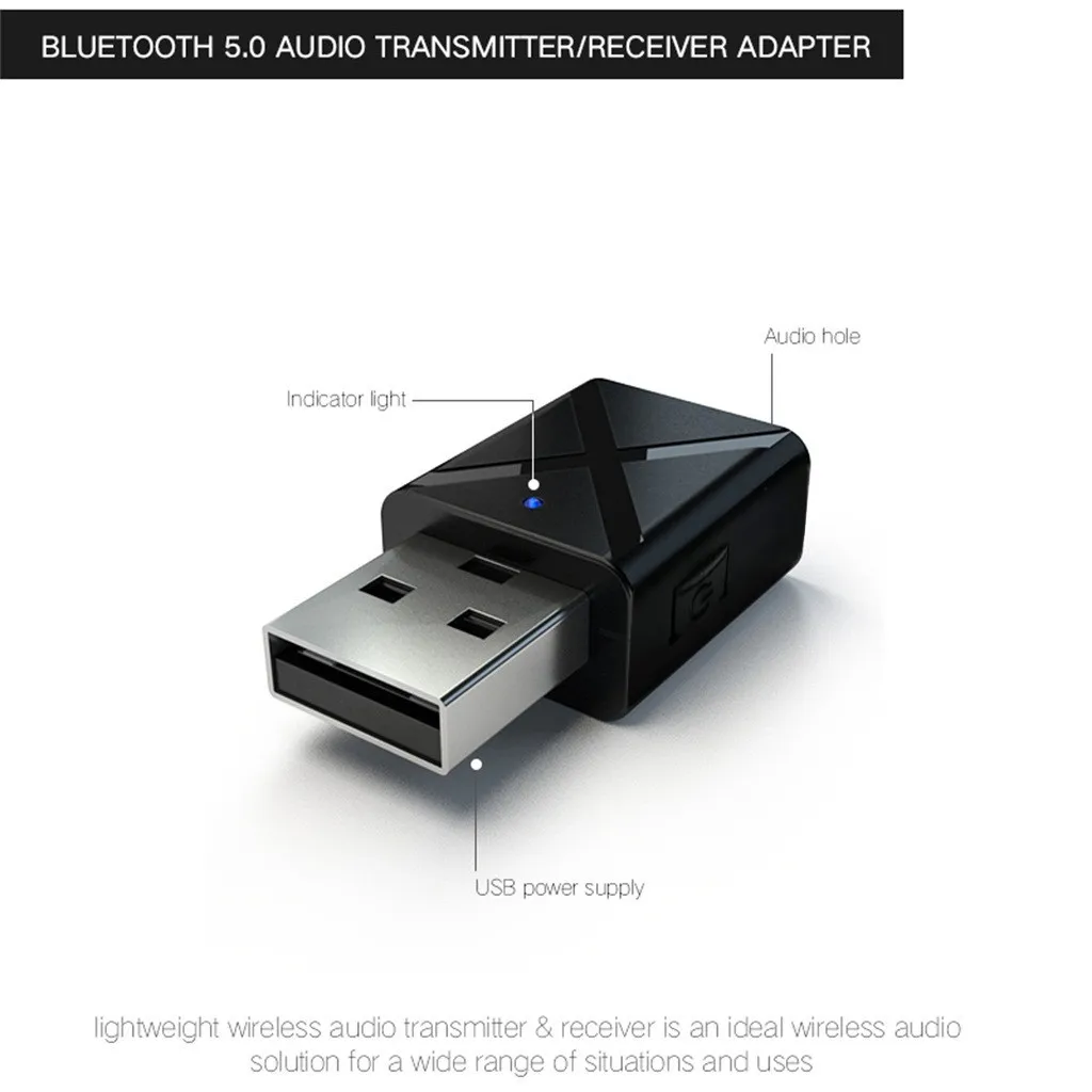 Фото Портативный Bluetooth 5 0 передатчик приемник 3 мм AUX USB мини 2 в 1 беспроводной стерео Портативный Bluetooth 5 0 передатчик приемник 3 мм AUX USB мини 2 в 1 беспроводной стерео