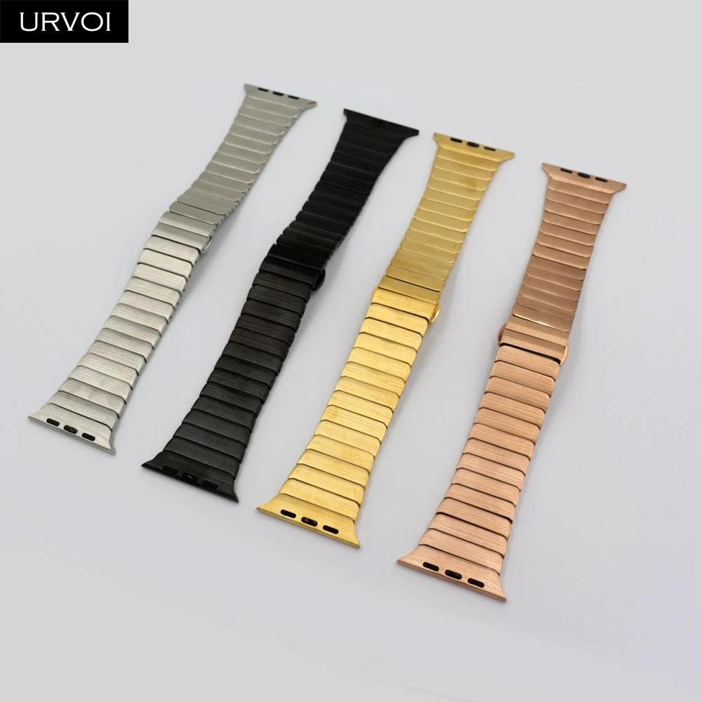 URVOI ремешок для apple watch 4 5 3 2 1 соединяющий ремешок браслета для iWatch 42 44 мм высокого качества из нержавеющей стали регулируемый ремешок Gen.6th