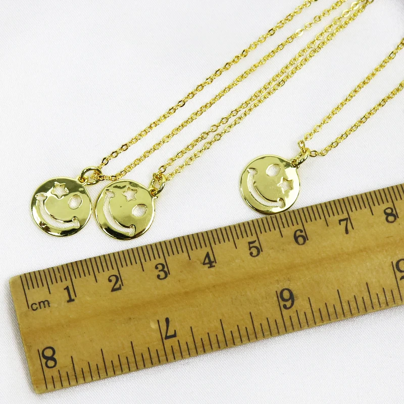 

10 Pcs Smooth Hollow Smile Face Charms Necklace Smile face Necklace Jewelry Accessories Jewelry Necklace Gift 84890