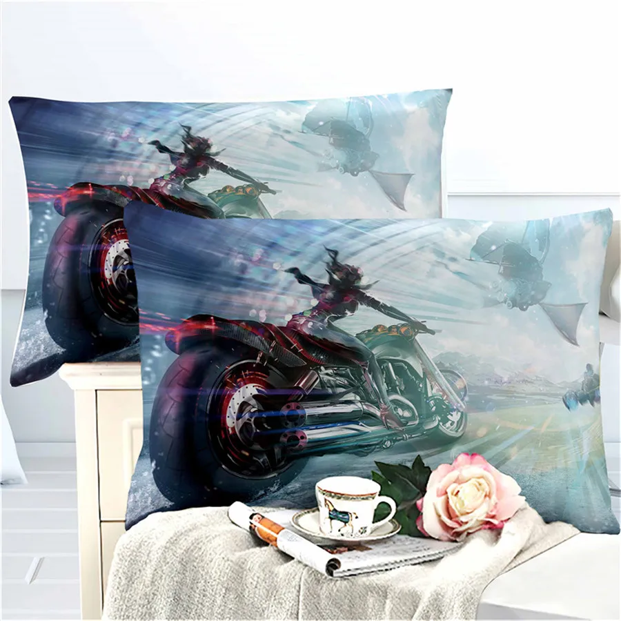 HELENGILI 3D Постельное белье с принтом &quotмотоцикл&quot постельное Bedcloth Наволочка на