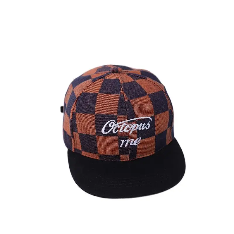 

Spring and Summer Children Street Dance Hip-hop Caps Boys Fashion Plaid Flat edge Adujustable Baseball Hats