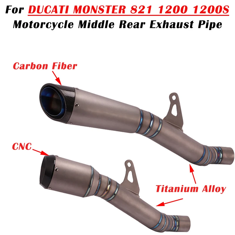 

Slip On For DUCATI Monster 821 1200 1200S carbon fiber Motorcycle Titanium Alloy Exhaust Escape Modiifed Muffler Mid Link Pipe