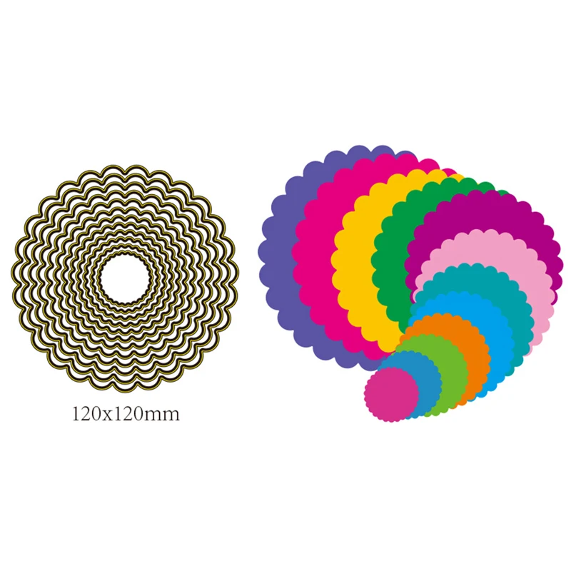 

HamyHo 12PCS scallop Circle Frame Metal Steel Cutting Dies for Scrapbooking Card Making New Embossing Die Cut Stencils