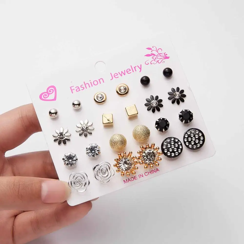Belleper New Design Tassel Earring Sets Women Geometric Bohemian Gold Flower Long Tassel Earring Set Fashion Wedding Jewelry - Окраска металла: B9