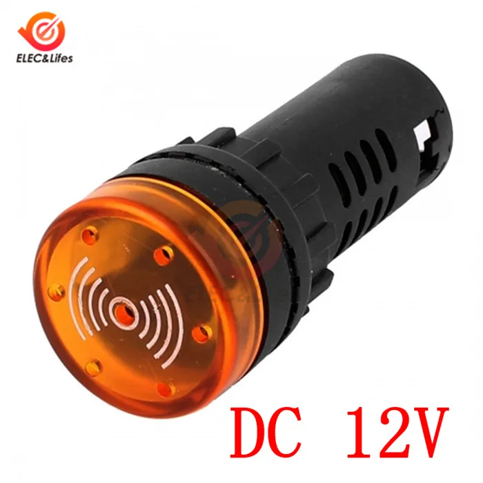 DC 12V Orange AD16-22SM вспышка светодиодный звуковой сигнал светодиодный сигнальная светового Индикатора Лампа DC 12V 24V AC 110V 220V 22mm - Цвет: DC 12V Orange